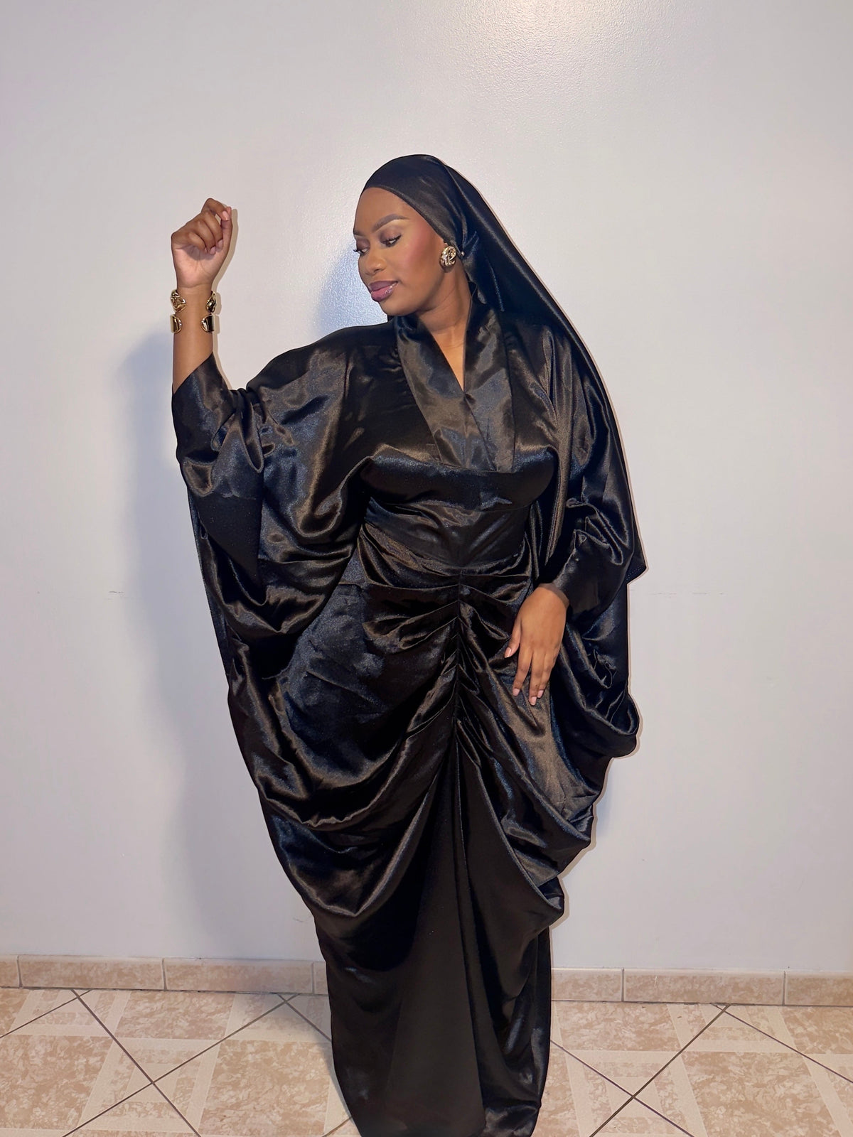 Le Boubou Aïcha noir - Satin