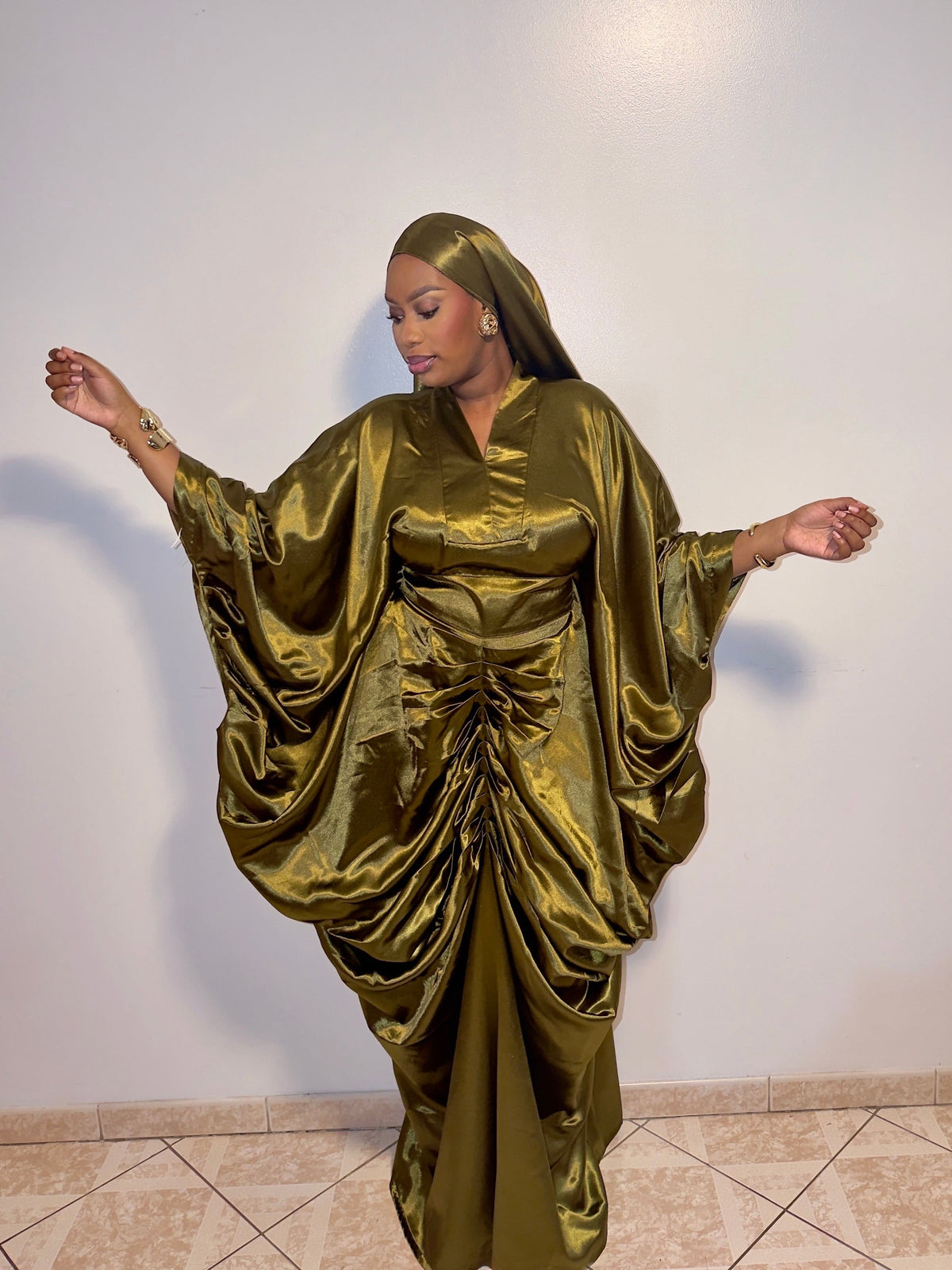 Le Boubou Aïcha vert - Satin