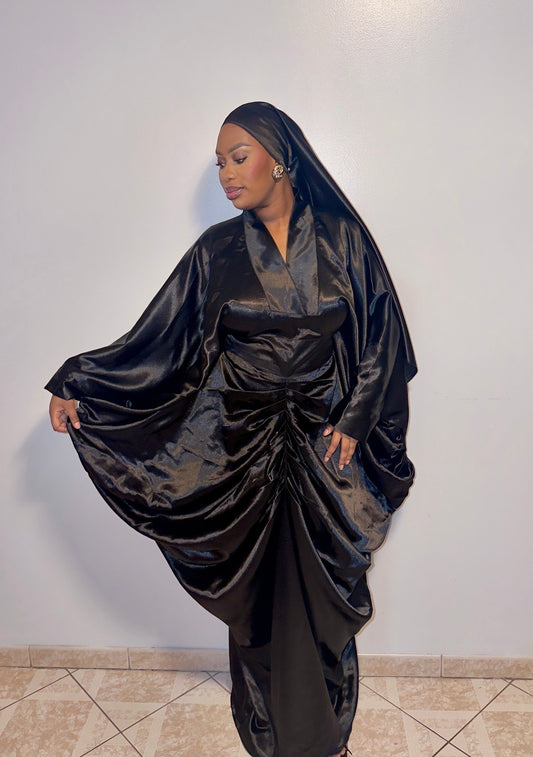 Le Boubou Aïcha noir - Satin