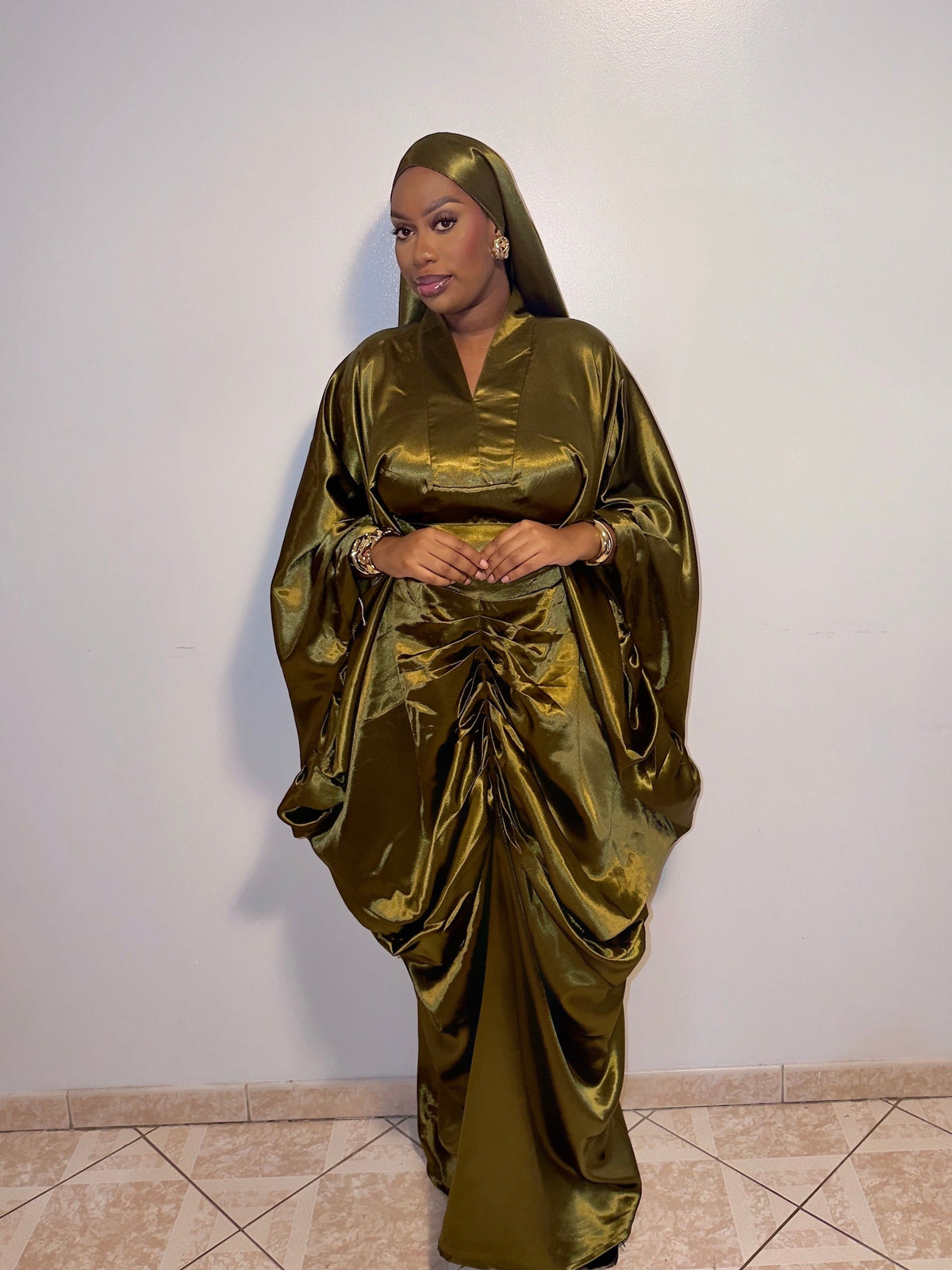 Le Boubou Aïcha vert - Satin