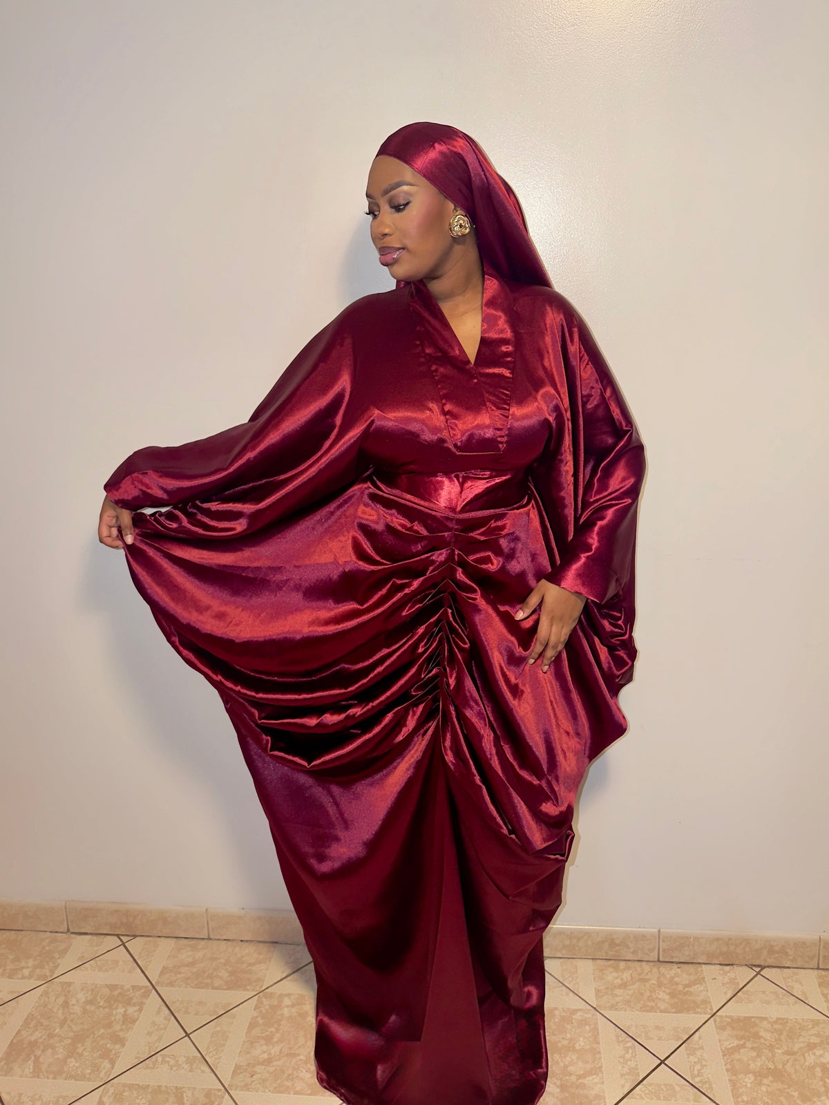 Le Boubou Aïcha rouge - Satin