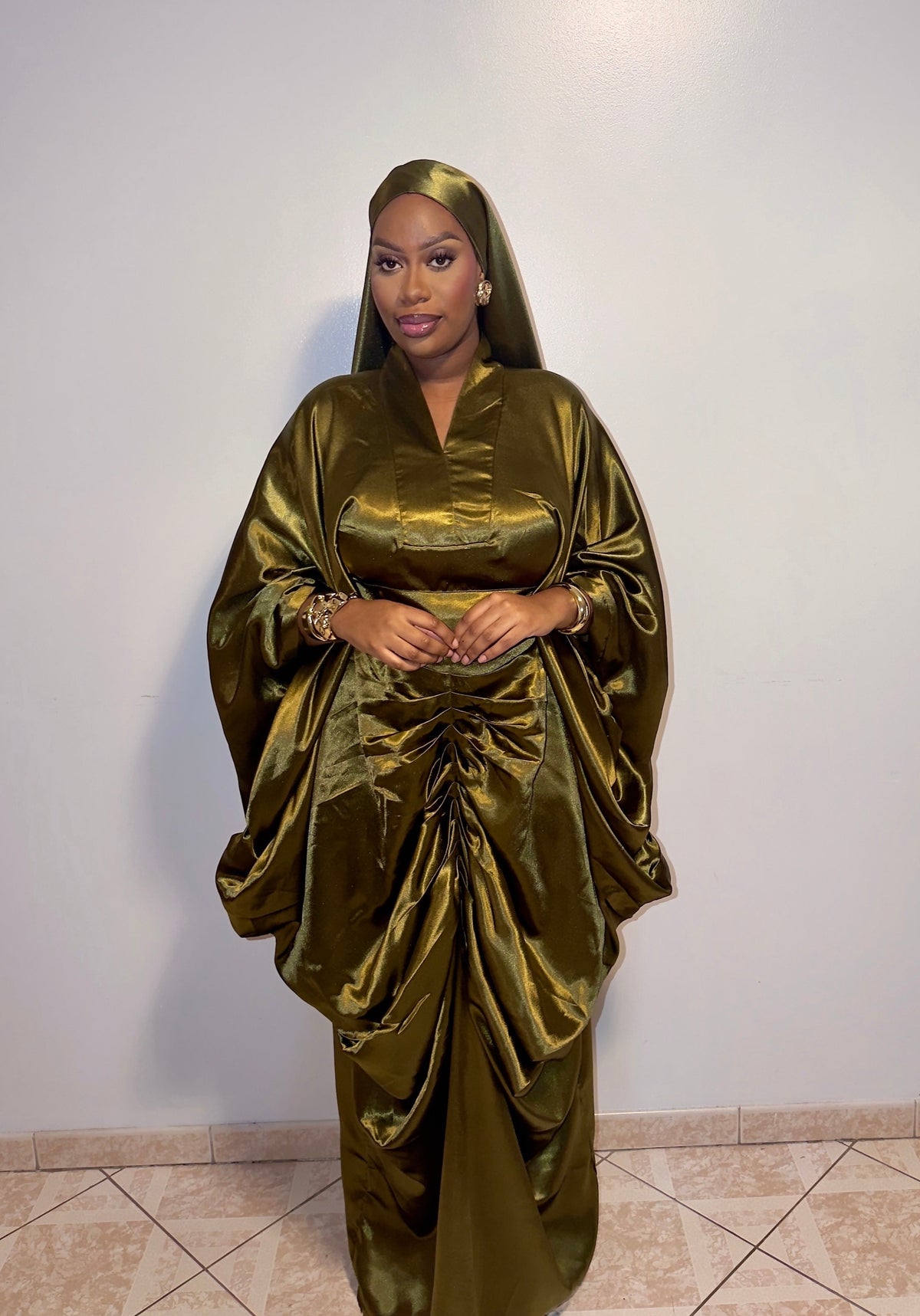Le Boubou Aïcha vert - Satin