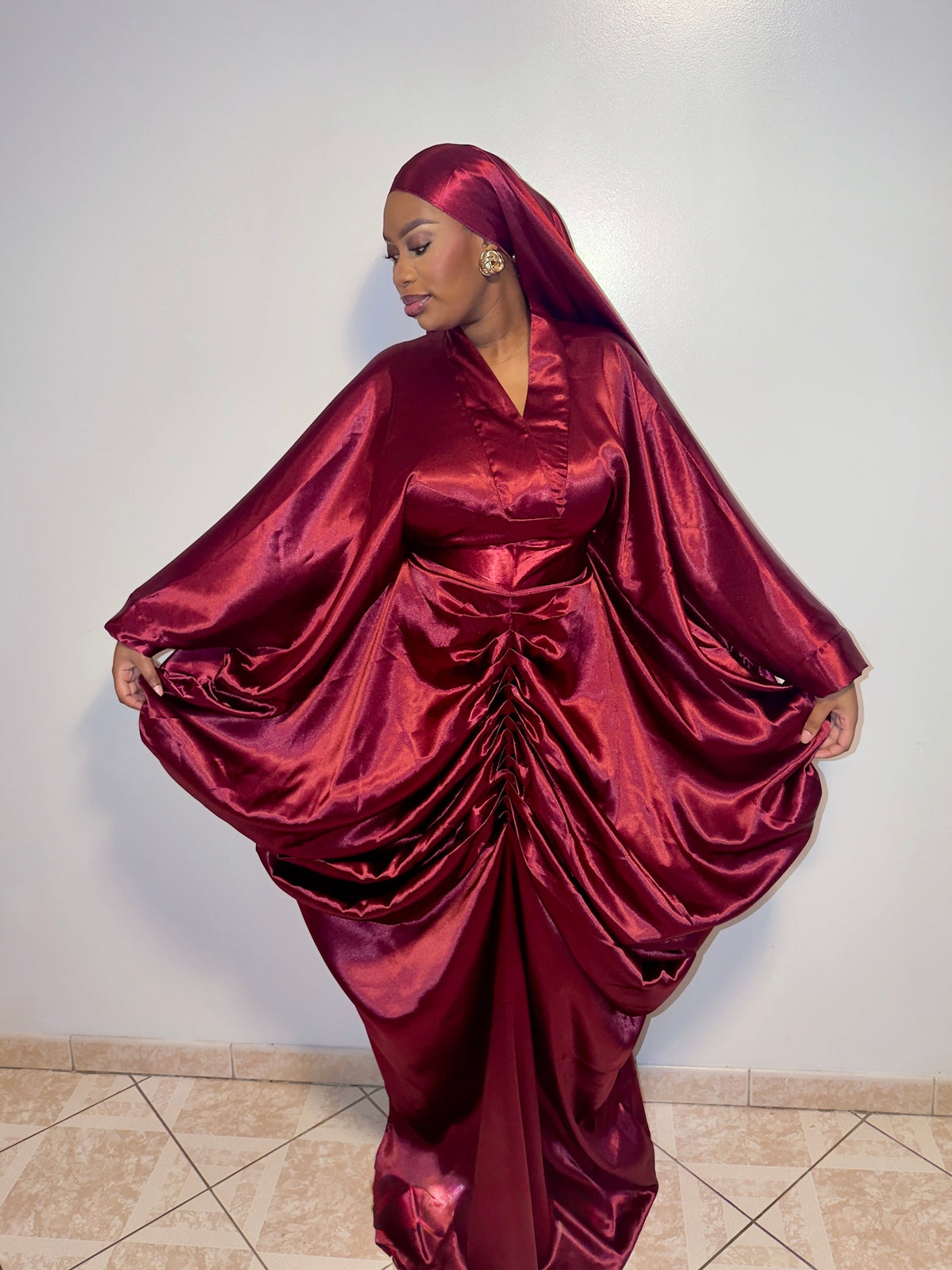 Le Boubou Aïcha rouge - Satin